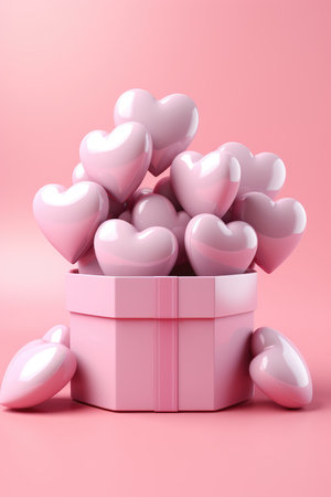Valentine's day background with heart shaped balloons with gift box.の素材