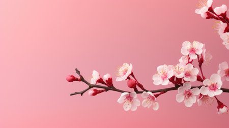 cherry blossom on white background with copy space for your textの素材