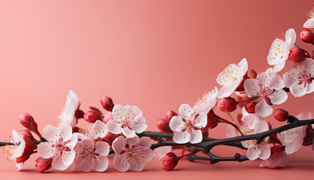 Peach blossom spring background with soft pink background.の素材