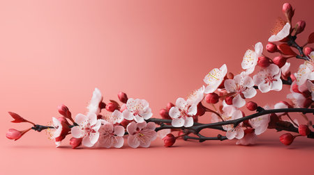 cherry blossom on white background with copy space for your textの素材