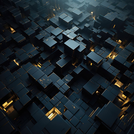 Abstract technological background, 3d render, computer digital image, square designの素材