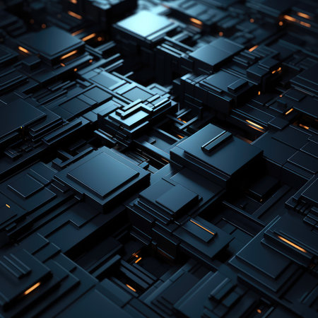 Abstract technological background, 3d render, computer digital image, square designの素材