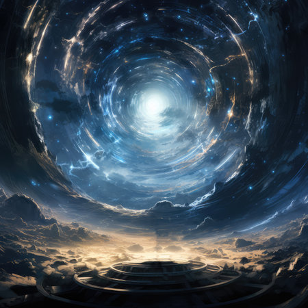Space tunnel. Abstract space background. 3d illustration. Futuristic technology style.の素材