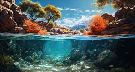 Underwater view of beautiful coral reef and tropical fish. Underwater world.の素材