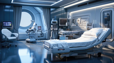 Future medical room, showing with different medical appliancesの素材