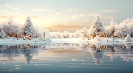 Merry Christmas and happy new year with forest and snowの素材