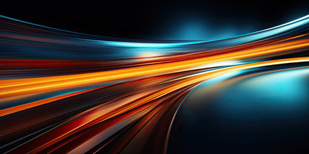 Abstract light tracking, like long exposure photos, future concepts.の素材
