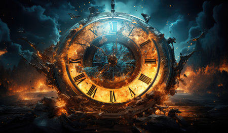 picture, a clock in the fireの素材