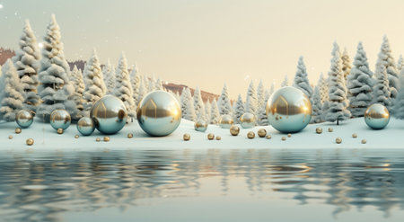 Merry Christmas and new year background with forestの素材
