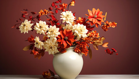 Chinese red background with flower and traditional elementsの素材
