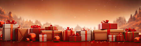 Red gift boxes for Chinese new yearの素材