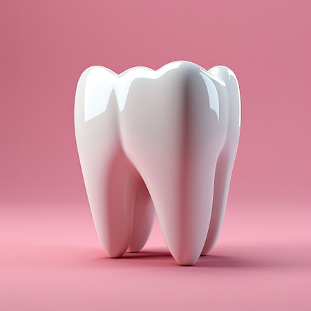 pink ceramic shining tooth, 3d cartoon styleの素材
