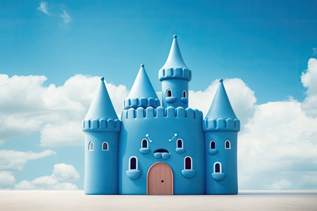 Cute blue castle, 3d cartoon styleの素材