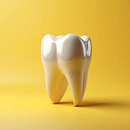 White ceramic shining tooth, 3d cartoon styleの素材