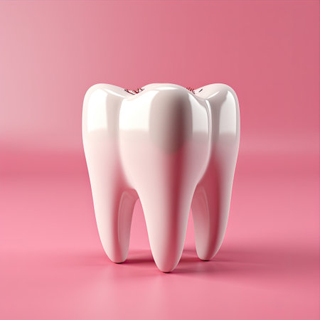 pink ceramic shining tooth, 3d cartoon styleの素材