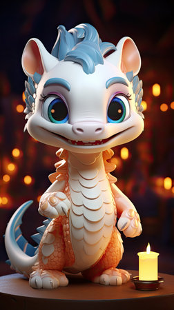cute Chinese dragon baby, 3d cartoon styleの素材