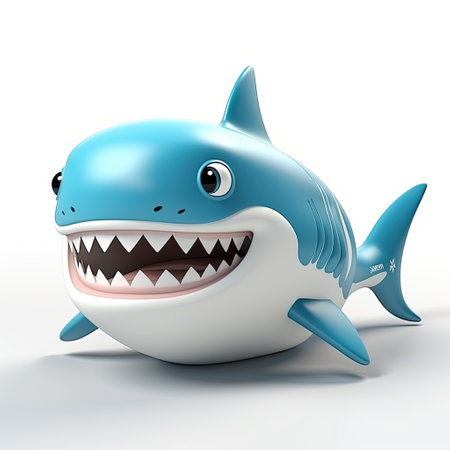 cute 3d shark with white teethの素材