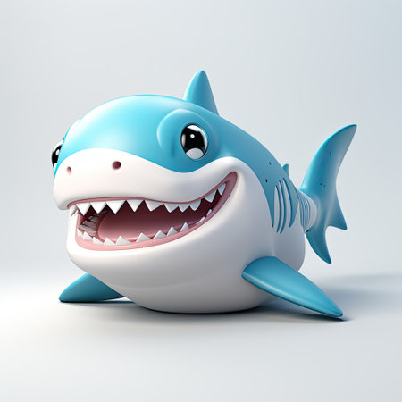 cute 3d shark with white teethの素材