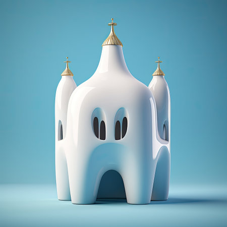 Cute white tooth castle baby, 3d cartoon styleの素材