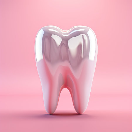 pink ceramic shining tooth, 3d cartoon styleの素材