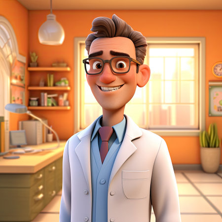 3d cartoon Character of Doctorの素材