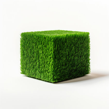 artificial lawn model object on white backgroundの素材