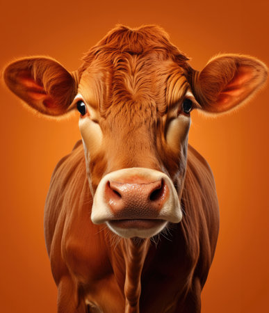 cow looking straight at the cameraの素材