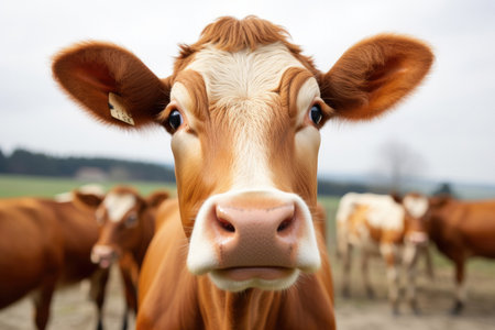 cow looking straight at the cameraの素材