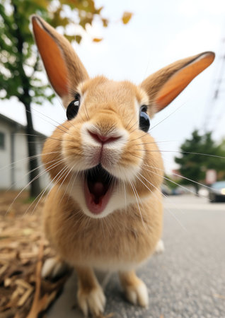 Excited Rabbit looking straight at the cameraの素材