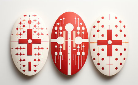 an interesting design of pills with cross in the middleの素材