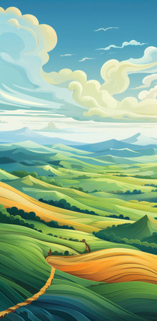 sky-blue and green, thick landscapes, desktop wallpapersの素材