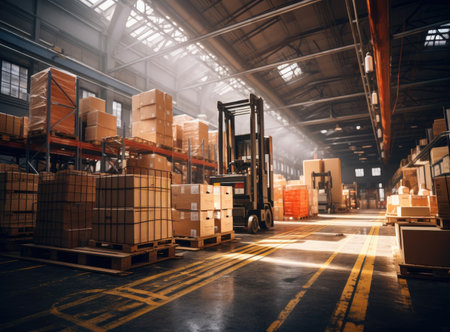 a warehouse full of boxesの素材