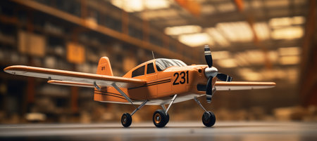 a small airplane in a factoryの素材