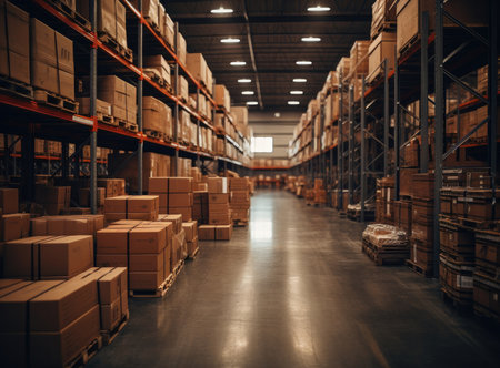a warehouse full of boxesの素材