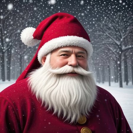 Portrait of Santa Claus with red hatの素材