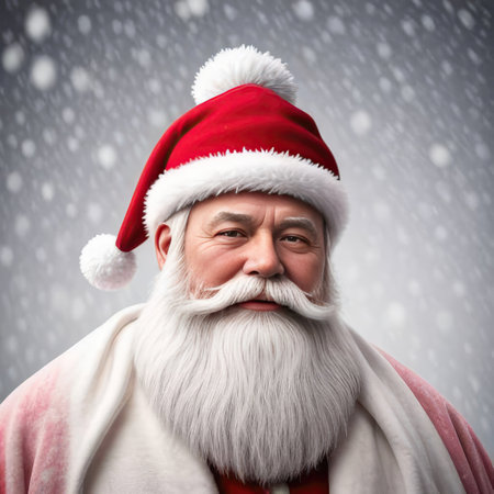 Portrait of Santa Claus with red hatの素材