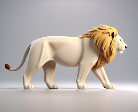 Lion isolated on white background. 3D illustration. High resolutionの素材