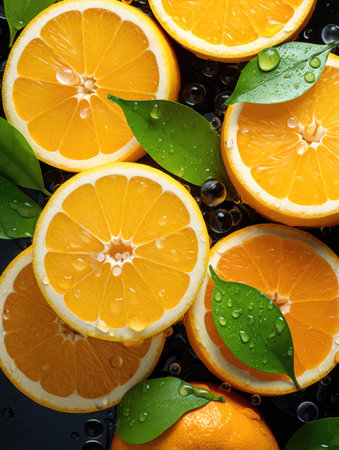 slices of orange fruit with water, wallpaperの素材