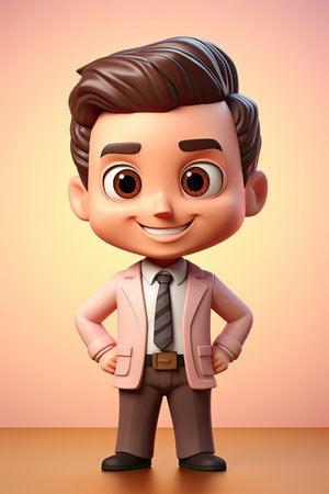 Smiling 3D Cartoon Business Boyの素材