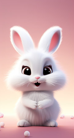cute rabbit on pink backgroundの素材