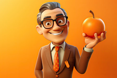 3d smiling cartoon character of teacherの素材