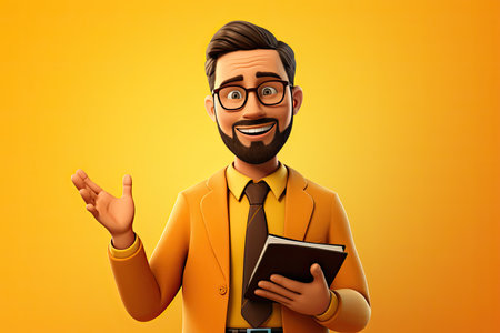 3d smiling cartoon character of teacherの素材