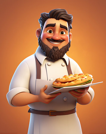 Happy Chef Holding Pizzaの素材