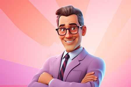 3d smiling cartoon character of teacherの素材