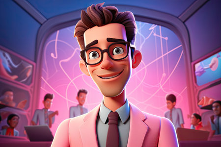 3d smiling cartoon character of teacherの素材