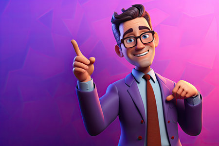 3d smiling cartoon character of teacherの素材