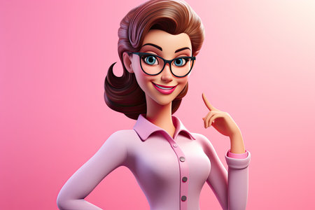 3d smiling cartoon character of female teacherの素材