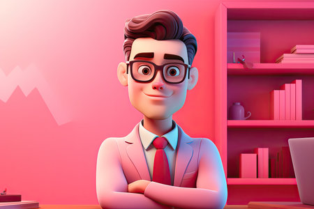 3d smiling cartoon character of teacherの素材