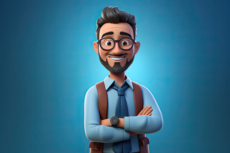 3d smiling cartoon character of teacherの素材