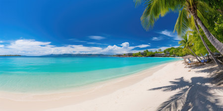 White Beach on the island with blue skyの素材